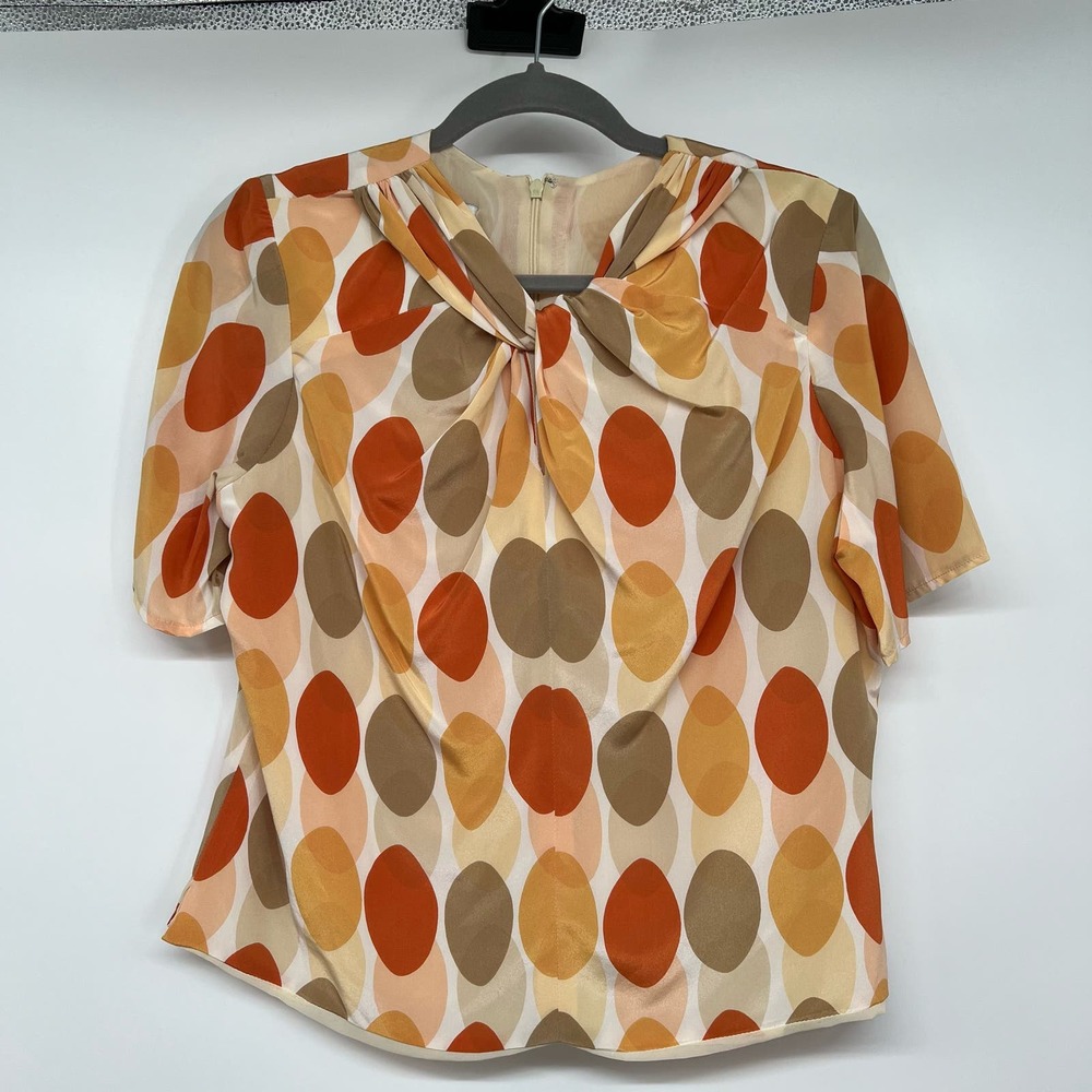VTG William Pearson Geometric Print Twisted Neck Blouse Women's Size L